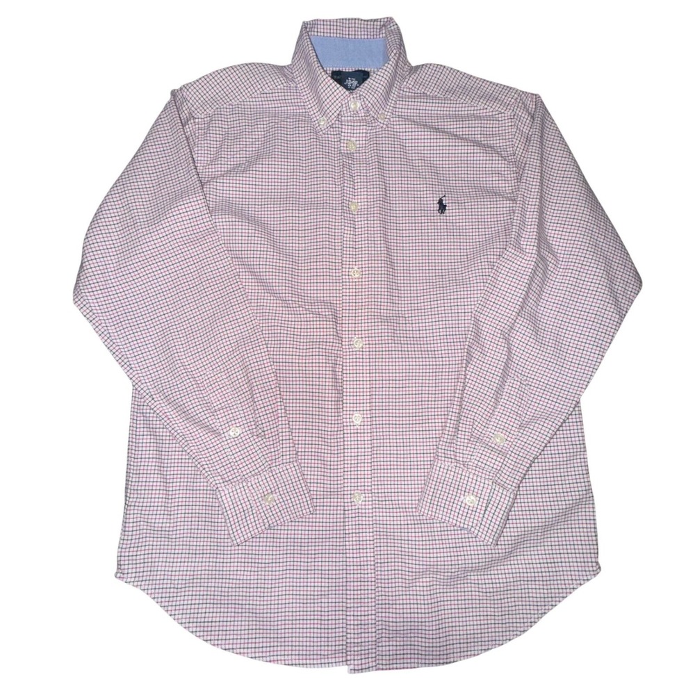 Ralph Lauren Shirt‎ L (14-16) Red Blue Check Button Down Preppy Ivy League Pony